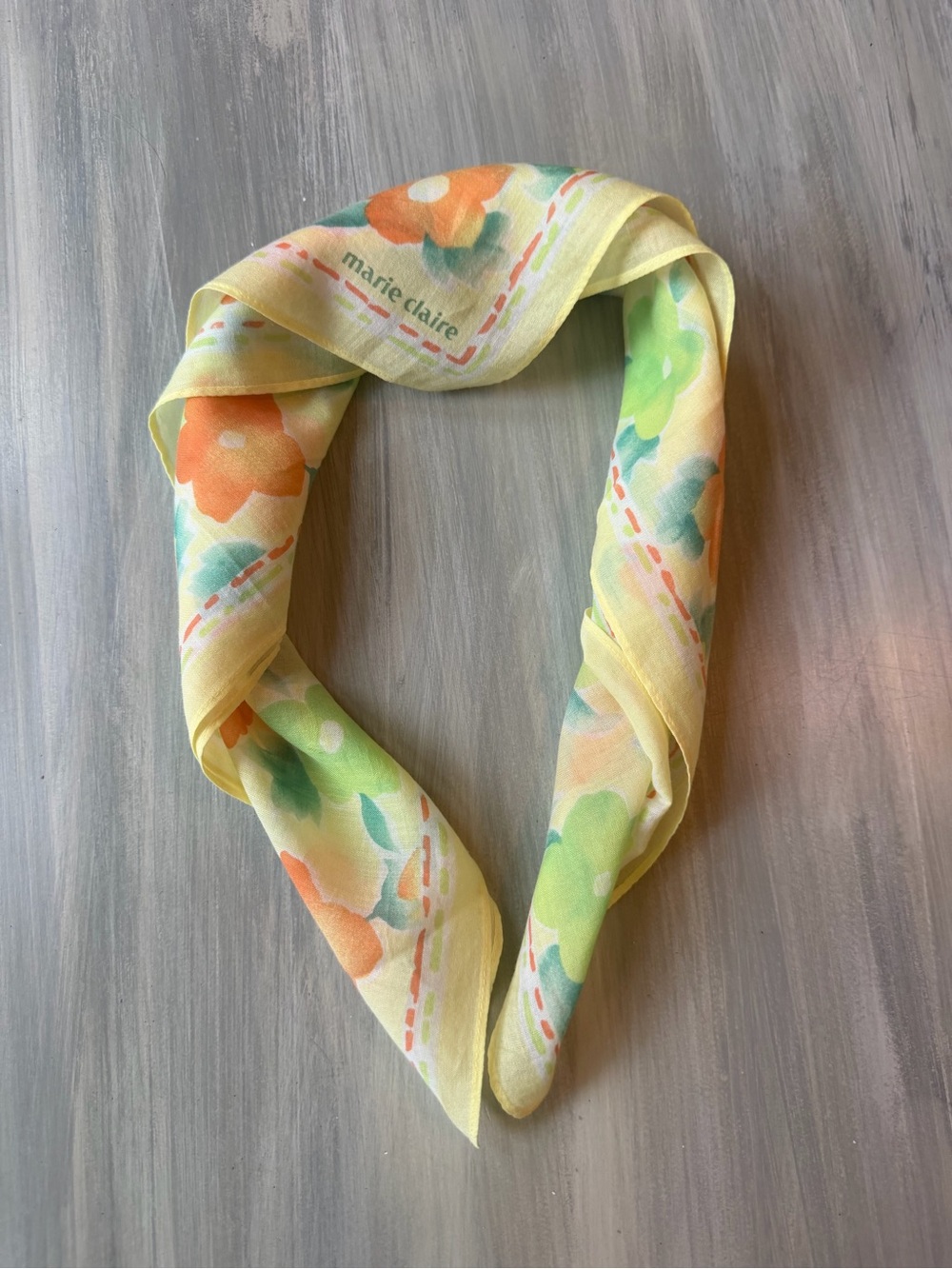 Marie Claire cotton handkerchief delicate yellow floral pattern Cottagecore
